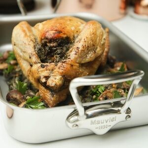 Mauviel Stainless Steel Roasting Pan Cast Stainless Steel Handles 15.7 x 11.8-In